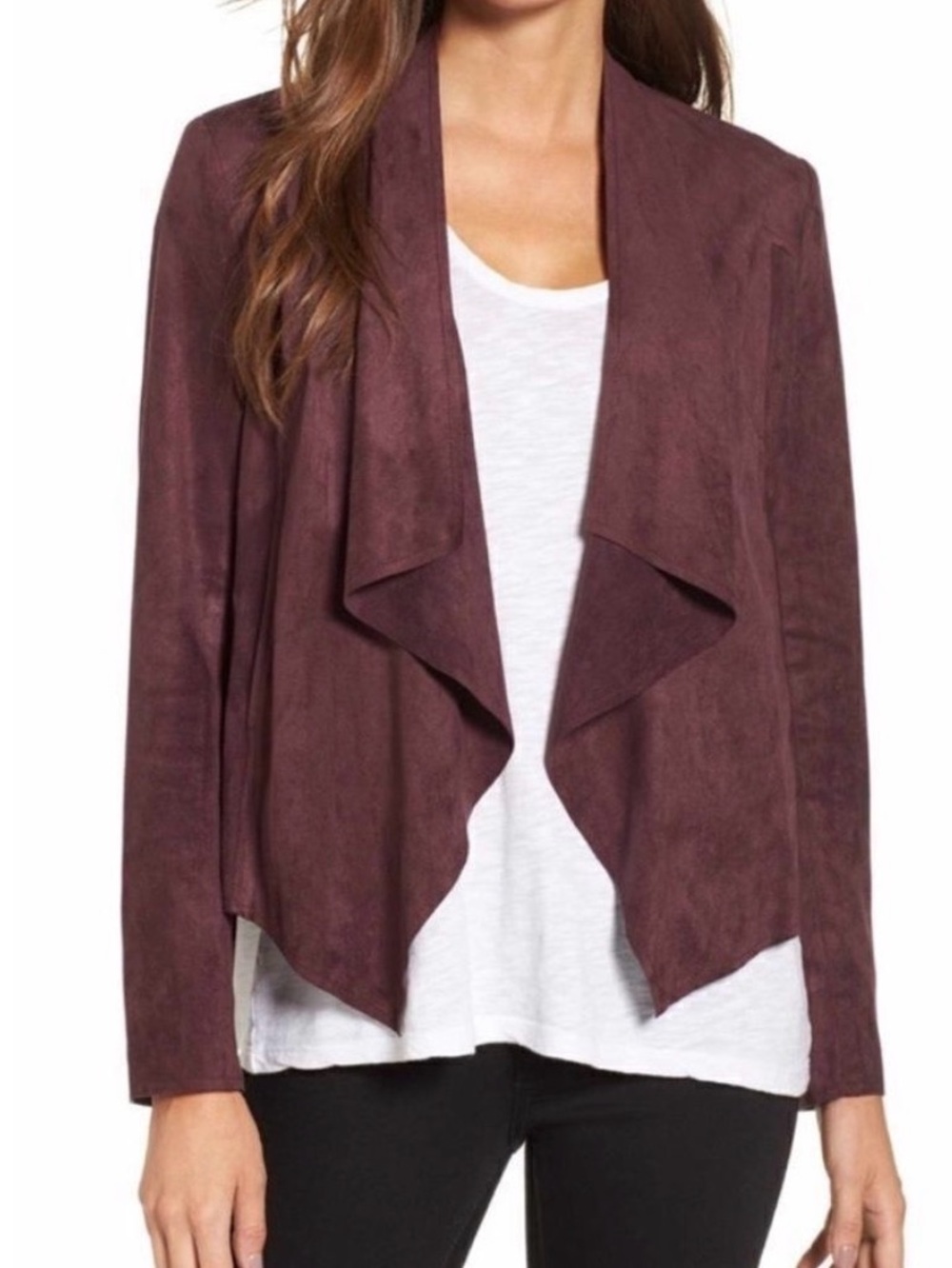 Kut From The Kloth NWT Womens XL Faux Suede Drape Front Jacket Burgundy - Picture 1 of 6